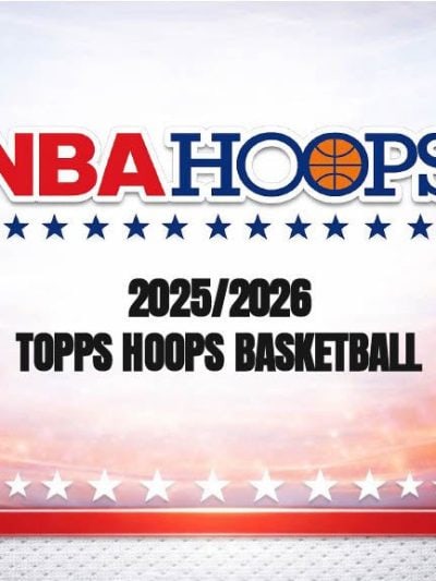 2025-26 Topps Hoops Basketball box cover with logo and design.
