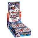 Baseball hobby box with Topps Chrome 2024 series and player image.