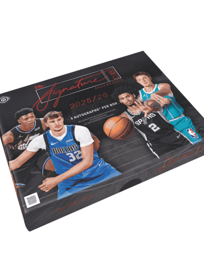 Basketball trading card box featuring young players and a basketball image.