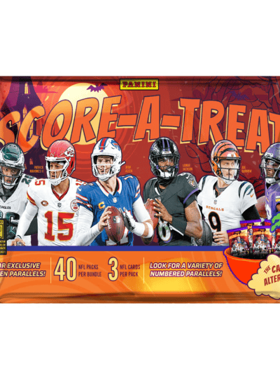 Halloween football trading card pack with NFL players and candy theme.