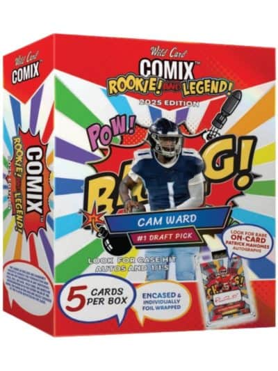 Football trading card box for 2025 Wild Card Comix Rookie & Legend.