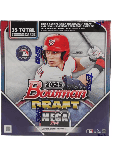 2025 Bowman Draft Baseball Mega Box with player image and packaging.