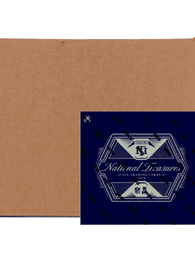 2025 Panini National Treasures football trading card in box.