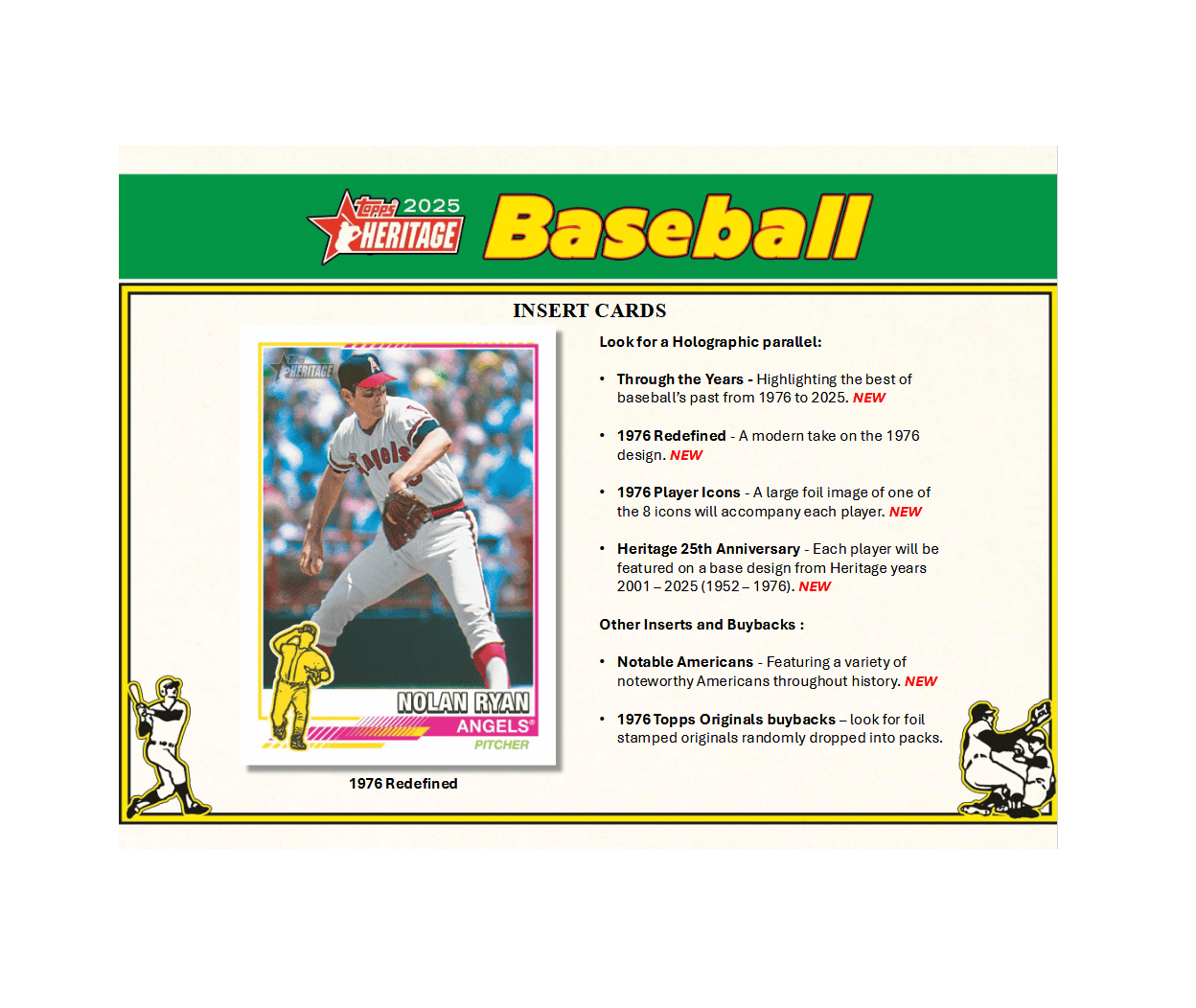Baseball card featuring Nolan Ryan Angels from 1976 Topps Heritage set.