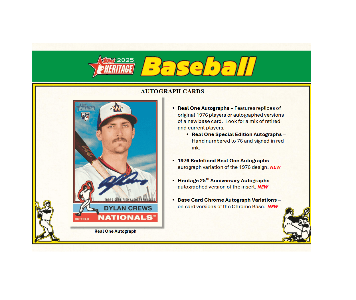 Baseball card featuring Dylan Crews with autograph and Heritage logo.