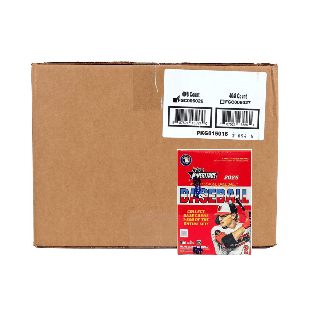 Box of 2025 baseball cards with player image and collectible label.
