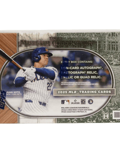 Baseball trading card box featuring Juan Soto and Major League Baseball logo.