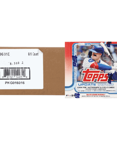Baseball trading card pack with Topps branding and player image.