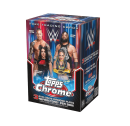 WWE Topps Chrome 2026 trading card blaster box with wrestlers.