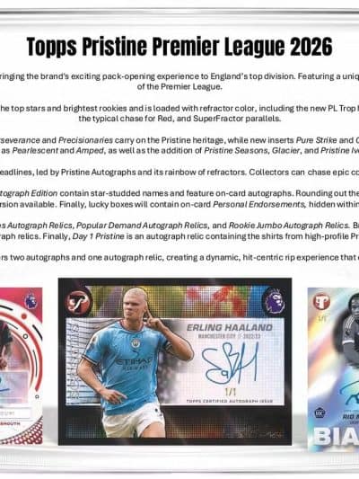 Topps Pristine 2026 Premier League Soccer card collection image.