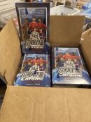 Box of 2021-22 Topps Stadium Club Chrome UEFA Champions League soccer cards.
