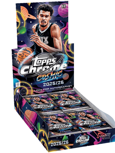Basketball trading card box for 2025-26 Topps Cosmic Chrome series.