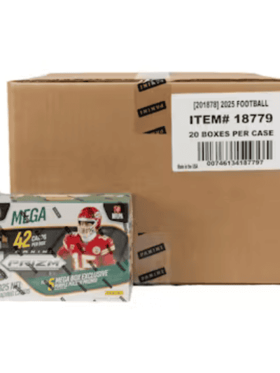 Box of 2025 Panini Prizm Football Mega Hobby 20-Box Case at Mcollectors.