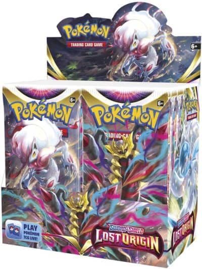 Pokemon Lost Origin booster box with Gengar and Giratina artwork.