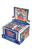 Topps Basketball 2025-26 hobby jumbo box with player card display.
