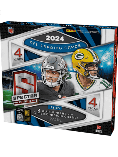 2024 Panini Spectra Football trading cards box with NFL players.