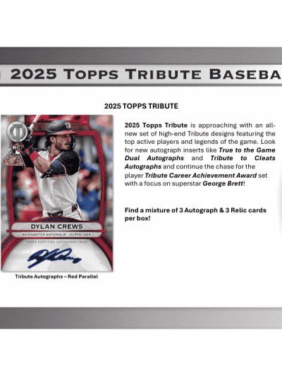 2025 Topps Tribute Baseball card featuring player Dylan Crews.