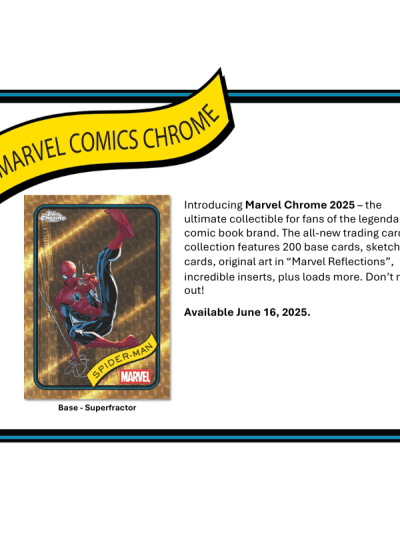 2025 Marvel Chrome Spider-Man collectible card from Topps.