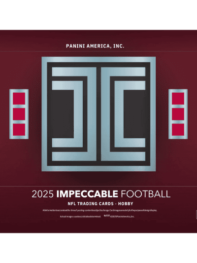 2025 Panini Impeccable Football trading card box with NFL logo.