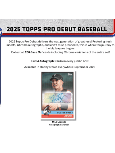 Baseball card featuring Buster Posey from 2025 Topps Pro Debut set.