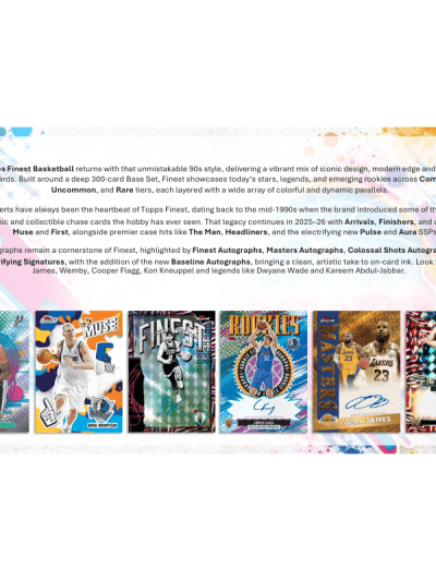 Basketball trading cards from Topps Finest 2025/26 set with autographs and rookies.