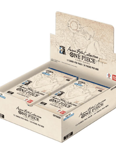 One Piece anime card booster box for 25th anniversary collection.