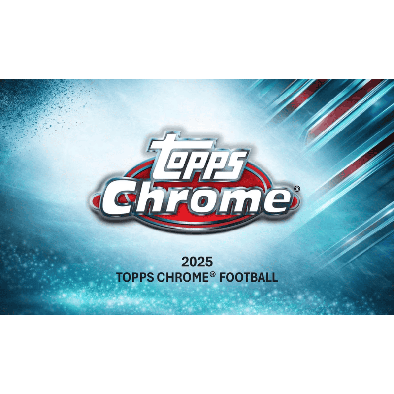 2025 Topps Chrome Football Card with dynamic design and logo.