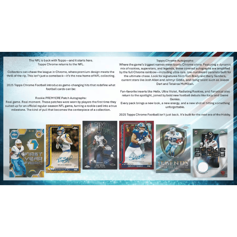 Topps Chrome NFL football cards displayed at Mcollectors.