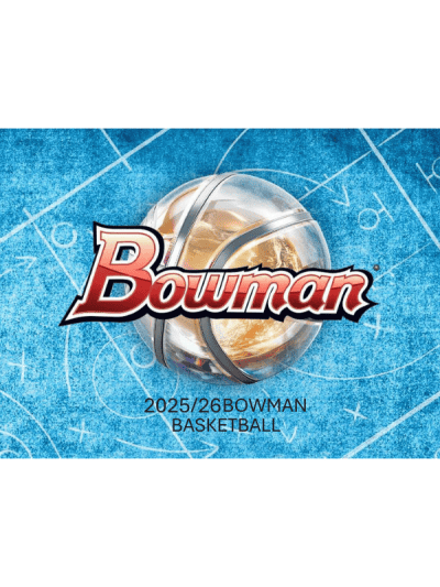 Bowman Basketball logo on a blue court background with game markings.