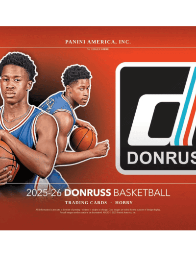 Panini Donruss 2025/26 basketball trading card box with players.
