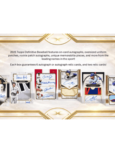 2025 Topps Definitive Baseball Hobby Box with autographed cards.
