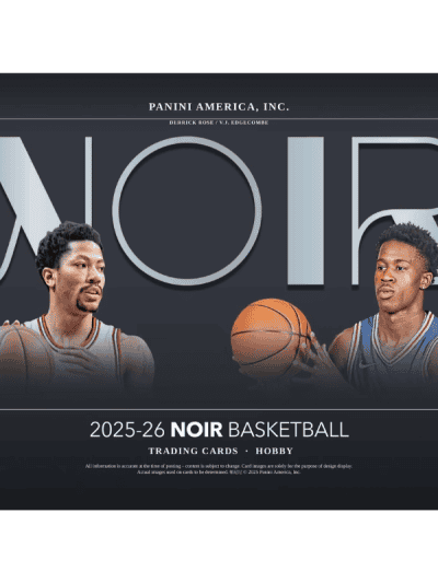 2025/26 Panini Noir Basketball box featuring two players with basketballs.
