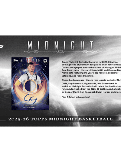 Topps Midnight Basketball 2025/26 hobby box with player autograph card.