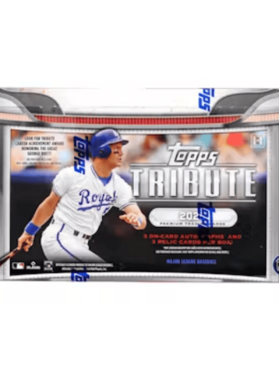 Baseball trading card box featuring a player in a Royals uniform.