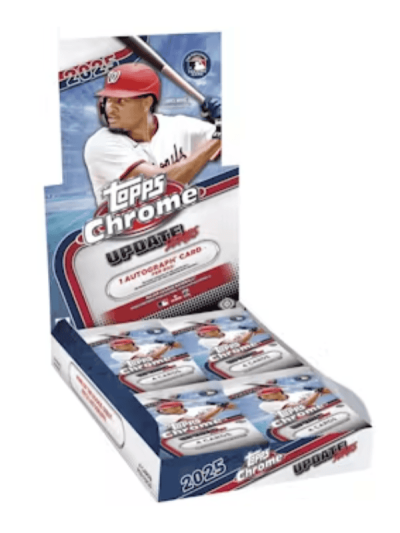 Baseball trading card pack for 2025 Topps Chrome Update series.
