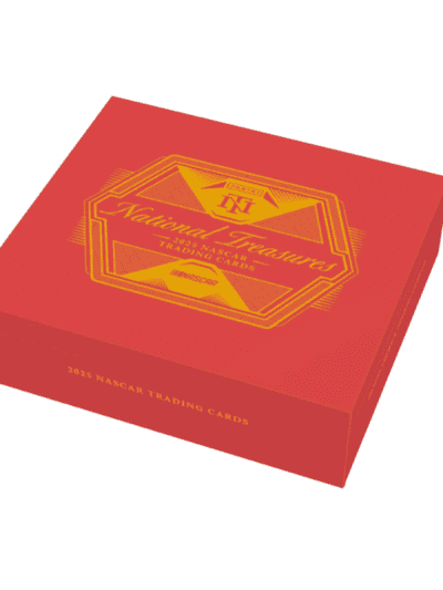 Red box of 2025 Panini National Treasures Racing trading cards.