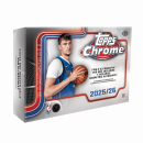 Topps Chrome Basketball 2025/26 box with player holding basketball.