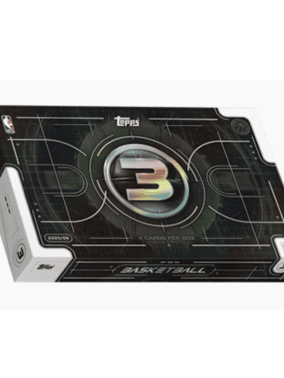 Basketball trading card box for 2025/26 Topps Three series.