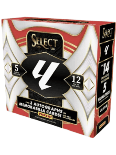Panini Select La Liga Soccer 12-box case for collectible cards.