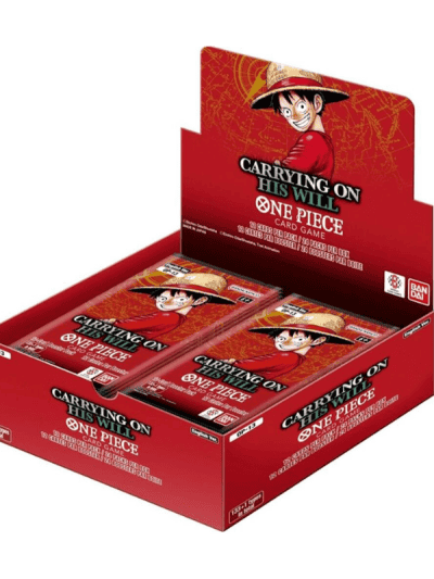 One Piece booster box featuring Luffy with straw hat for card game collectors.
