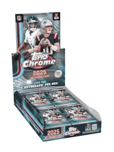 2025 Topps Chrome Football Hobby Box with NFL players.