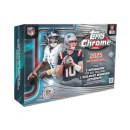 2025 Topps Chrome Football trading card box with NFL players.