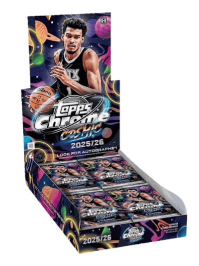 Basketball trading card display box for 2025/26 Topps Cosmic Chrome.