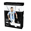 Panini Noir Road to FIFA World Cup 2026 soccer hobby box with Messi image.