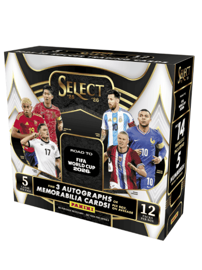 Soccer trading card box for Panini Select 2025/26 World Cup collection.