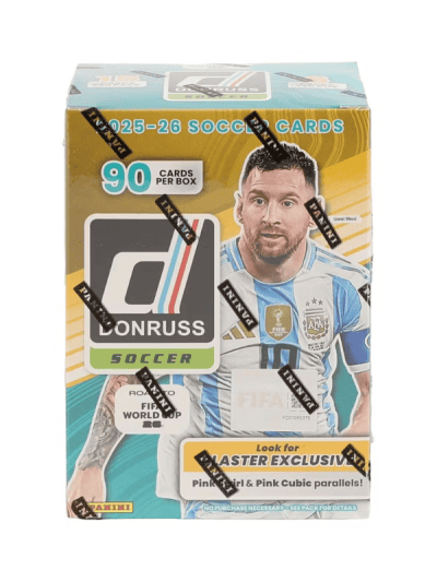 Panini Donruss 2025/26 FIFA World Cup soccer trading cards box.