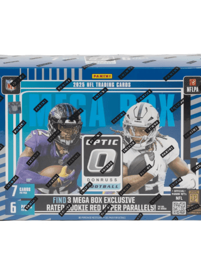 Panini Donruss Optic Football trading cards box with NFL players.