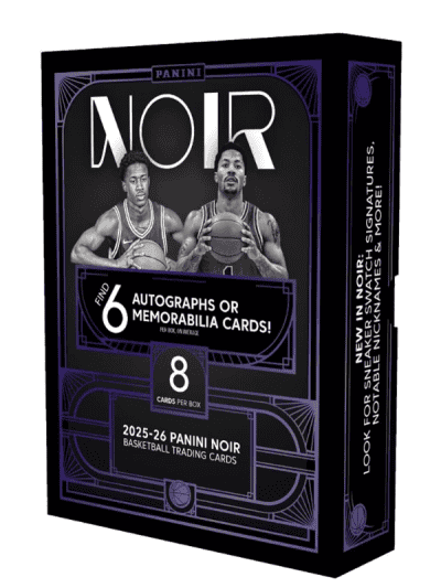 Panini Noir Basketball Hobby Box with 8 trading cards and autographs.