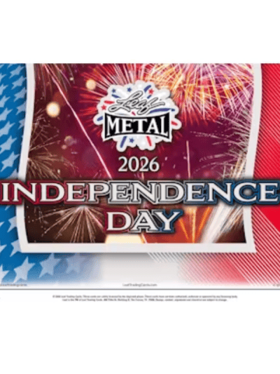 Independence Day 2026 fireworks display with patriotic colors and logo.
