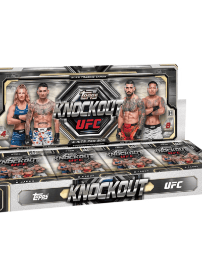UFC Knockout 2026 trading card box with fighters on packaging.